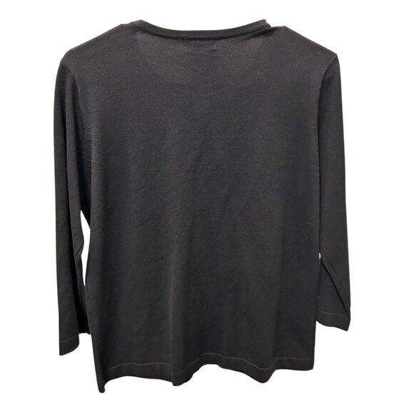 Apostrophe Womens 3D Flower Embroidered Black Cardigan Sweater Sz XL - Picture 2 of 8